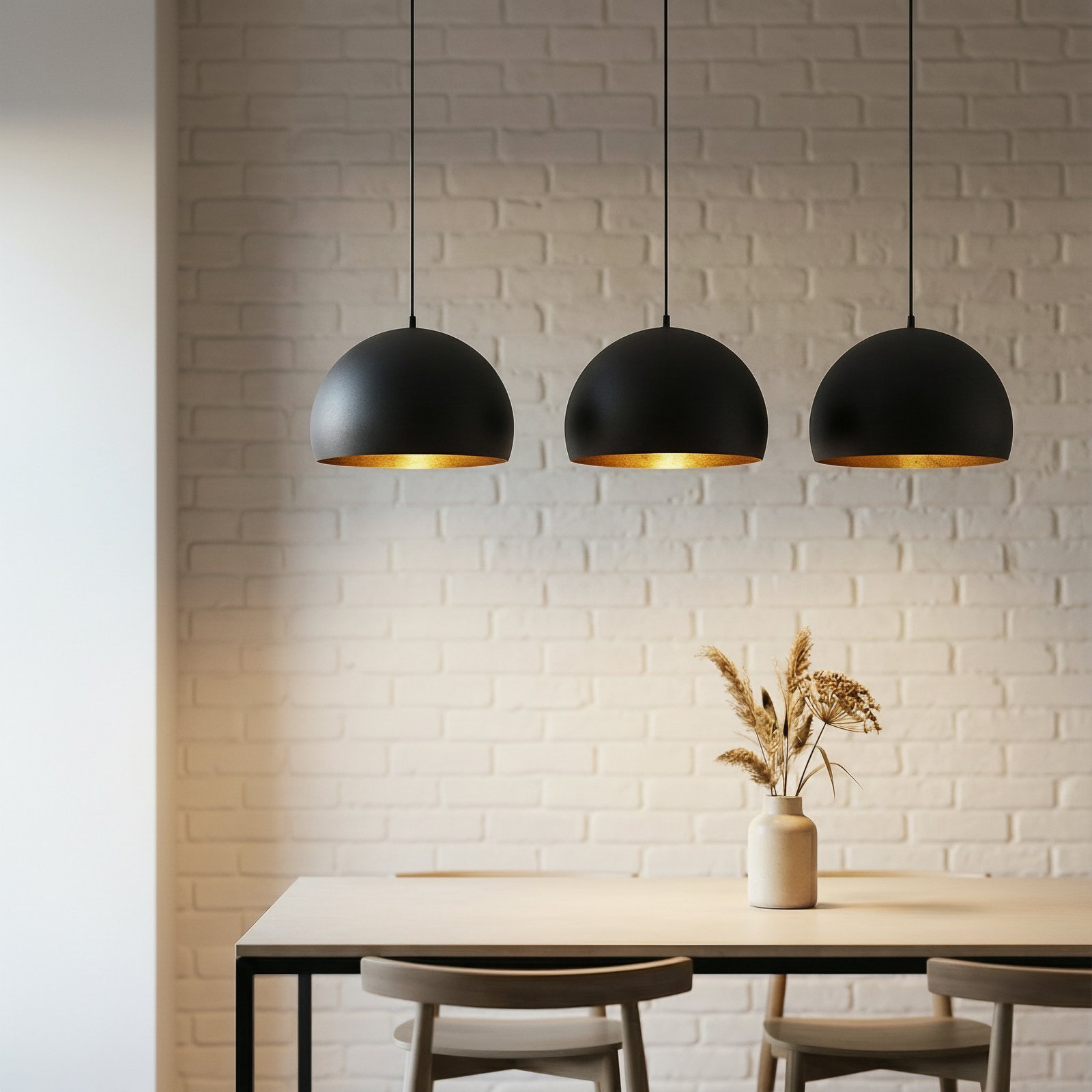 Lampa wisząca Lindby Tarjei, długość 120 cm, czarny/złoty, metal