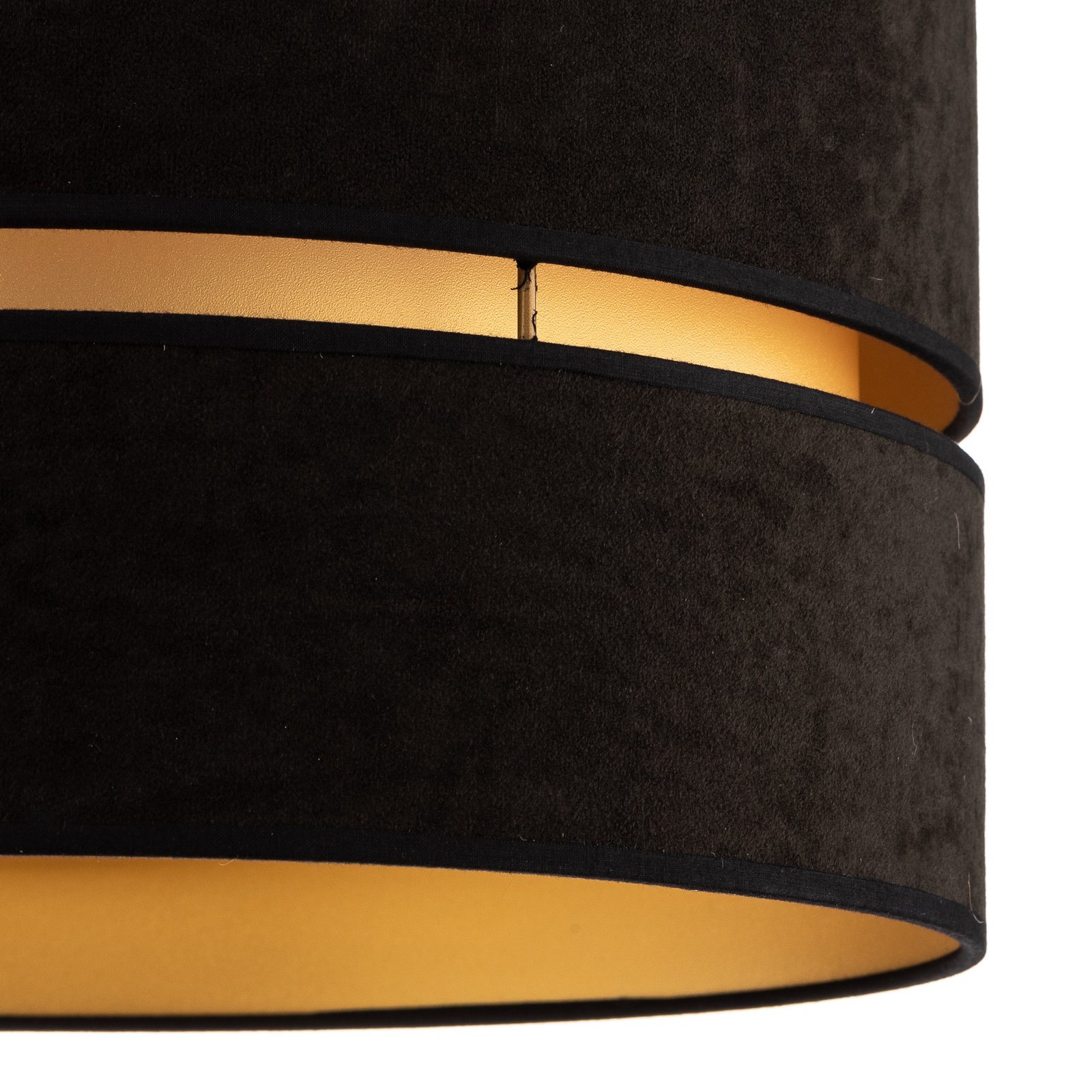 Duo ceiling light made of fabric, black/gold Ø40cm
