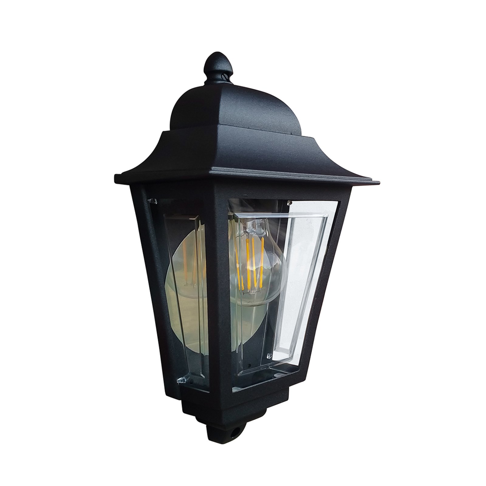 Deco Lane buitenwandlamp, zwart, lantaarn, aluminium, IP44