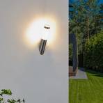 Lindby outdoor wall light Statius, grey, stainless steel, 40 cm