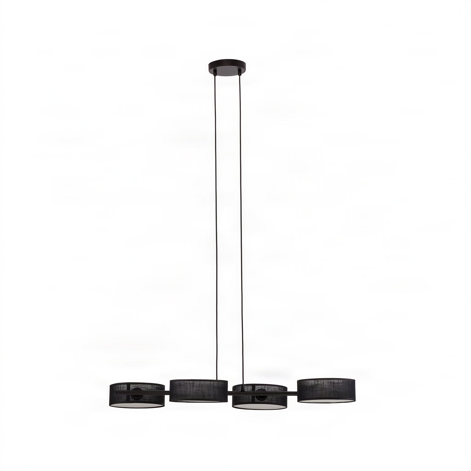 Suspension Drumz 4, noir, tissu/acier, longueur 80 cm, E14