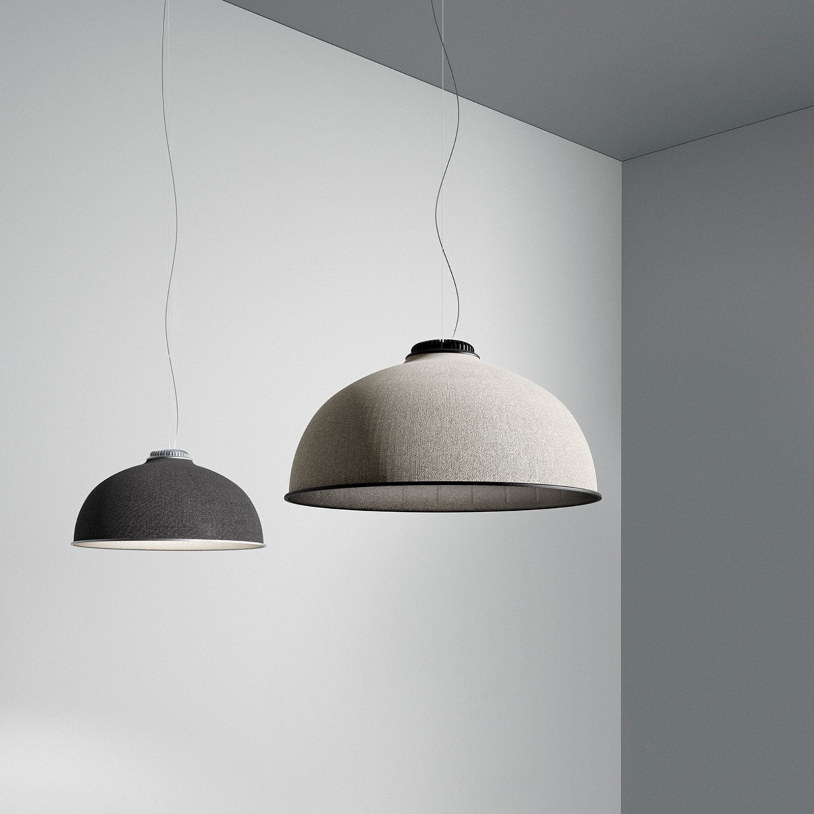 Luceplan Farel LED pendant light lampshade dark grey