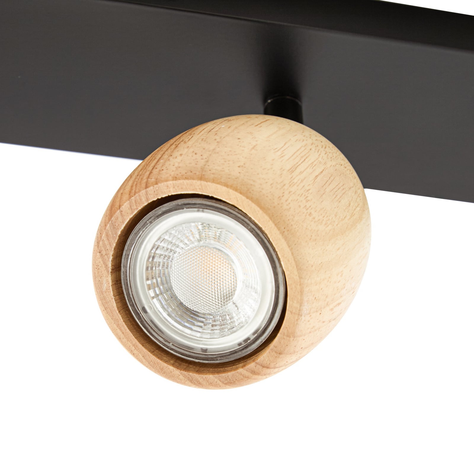 Lindby downlight Sloane, 4 lyskilder, tre/svart, GU10 Lindby downlight Sloane, 4 lyskilder, tre/svart, GU10