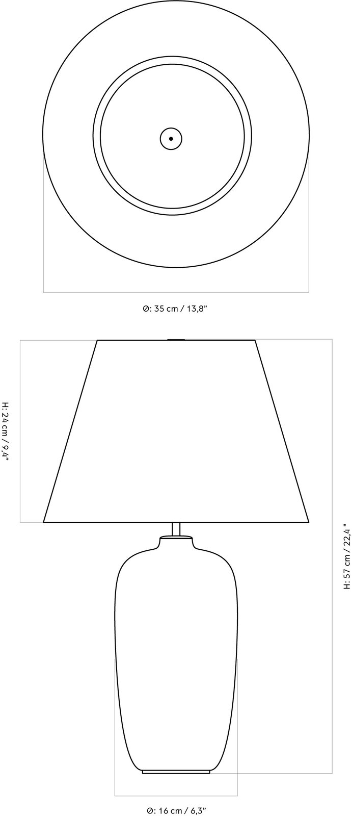 Torso Bordlampe Black 57 - Menu