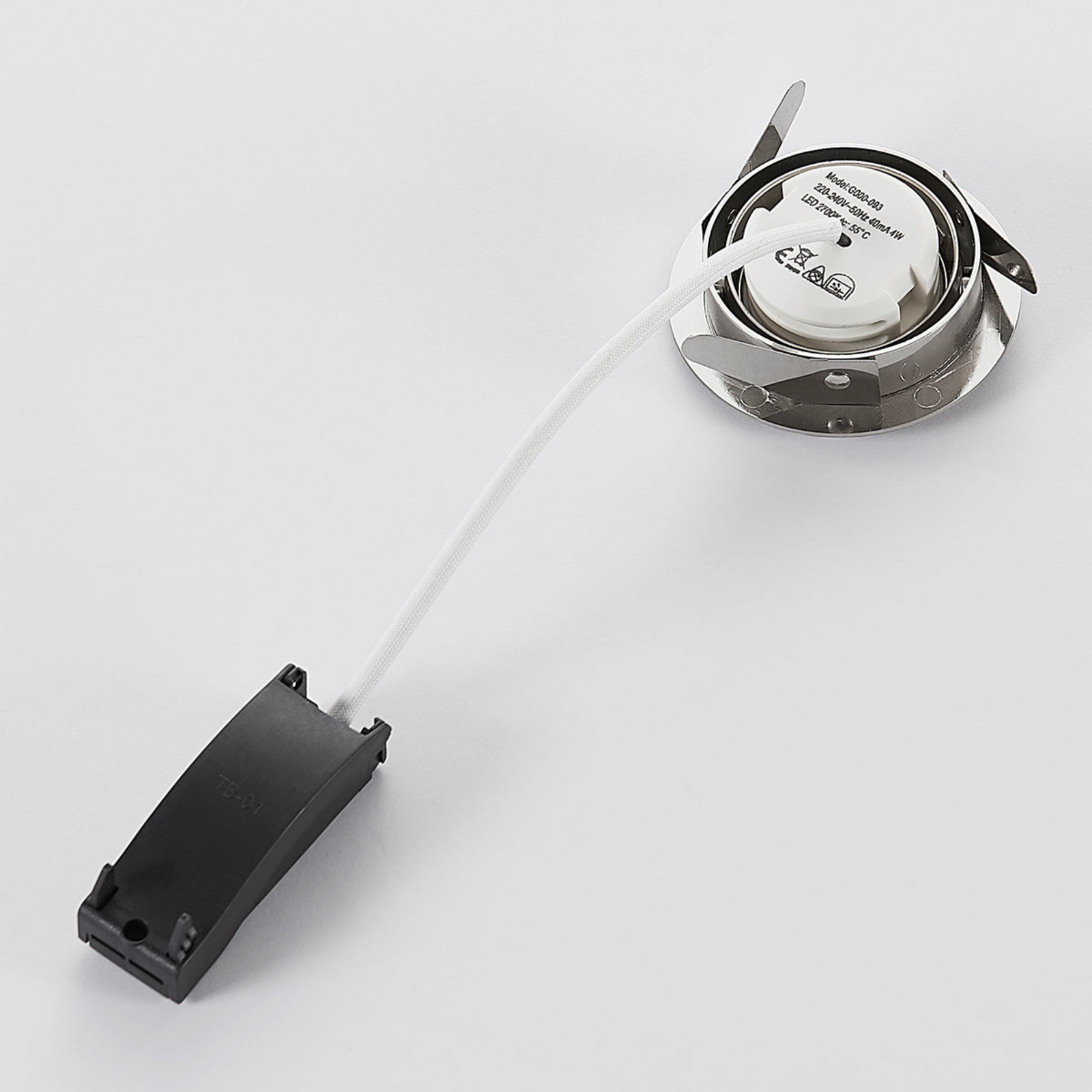 LED inbouwspot Andrej, rond, nikkel