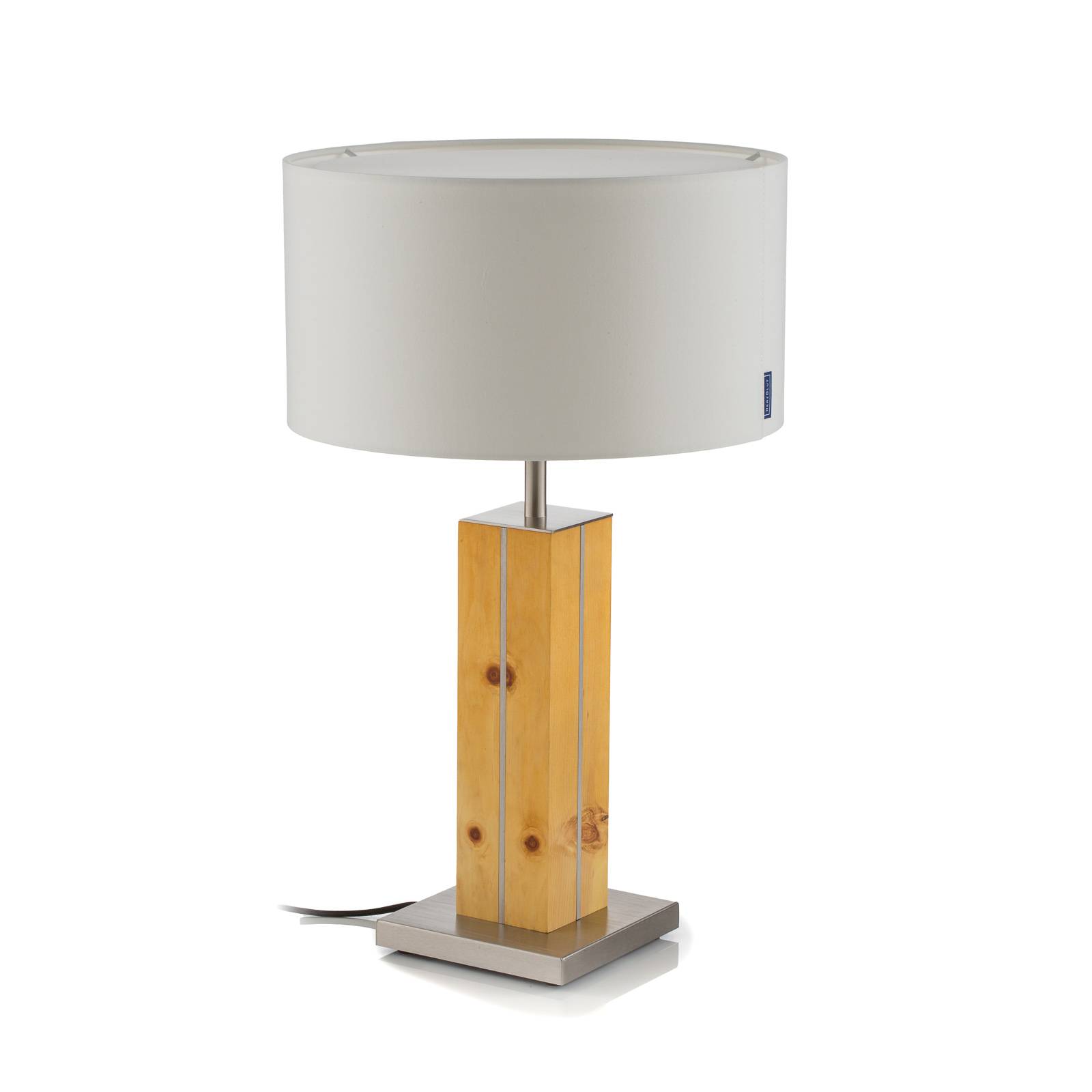 HerzBlut Dana table lamp, pine, white 56 cm, for Living / Dining Room, wood, cotton, metal, E27, 60 W, H: 56 cm