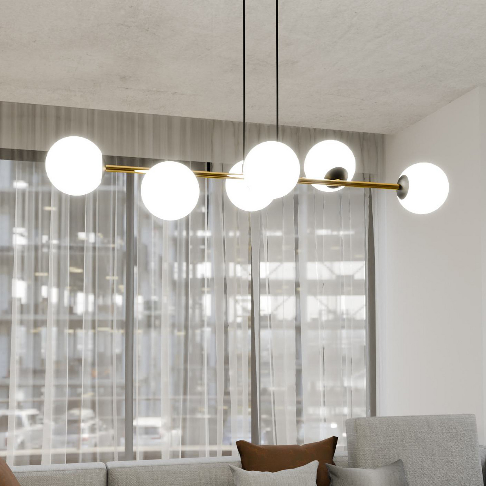 EMIBIG LIGHTING Lampă suspendată Gravity alb opal / auriu / negru sticlă E14 - Camera de zi / sufragerie - modern - alb opal auriu negru