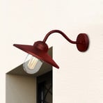 Outdoor wall light Klampenborg, red, lantern, stainless steel