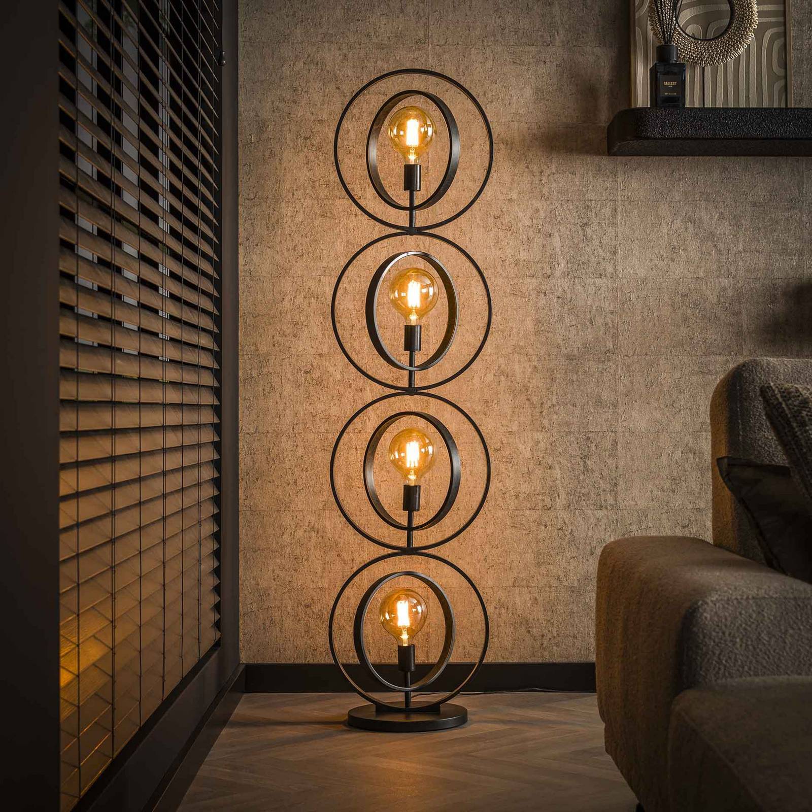 Zijlstra Ringelbach vloerlamp, 4-lamps, antraciet, metaal, E27