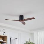 Lucande ventilateur de plafond Vindur, noir/bois, DC, silencieux