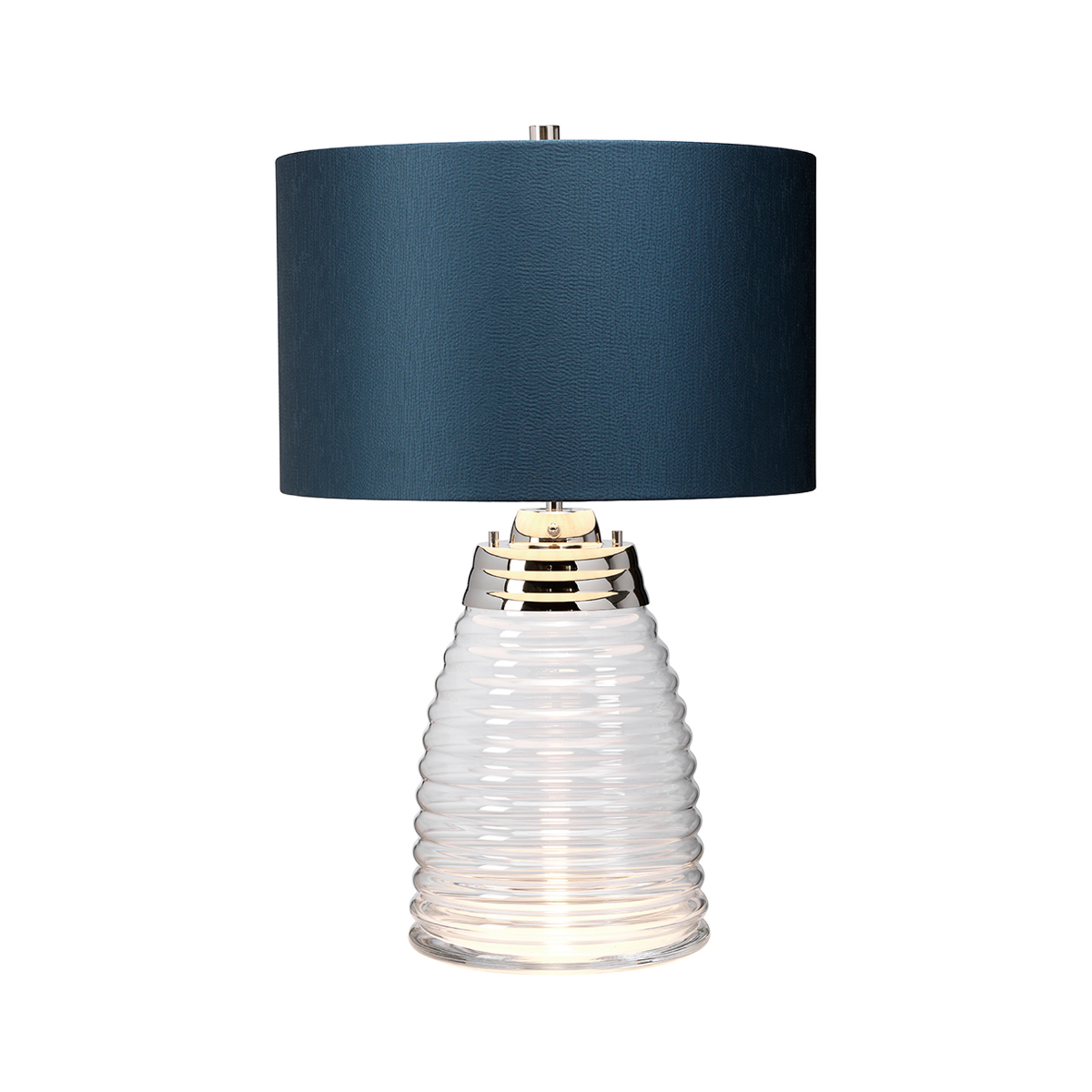 Milne table lamp glass base blue lampshade
