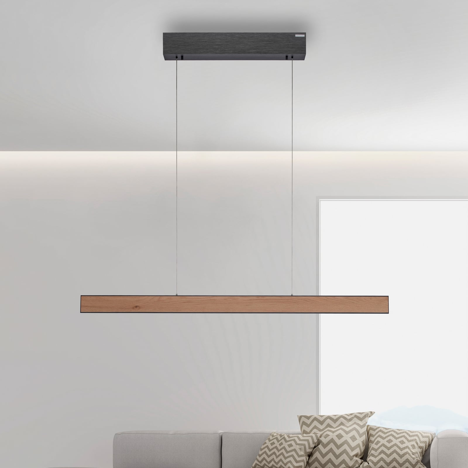 E-Motion LED-pendellampa, ek/svart pärlemor, CCT – PURE E-Motion LED-pendellampa, ek/svart pärlemor, CCT – PURE