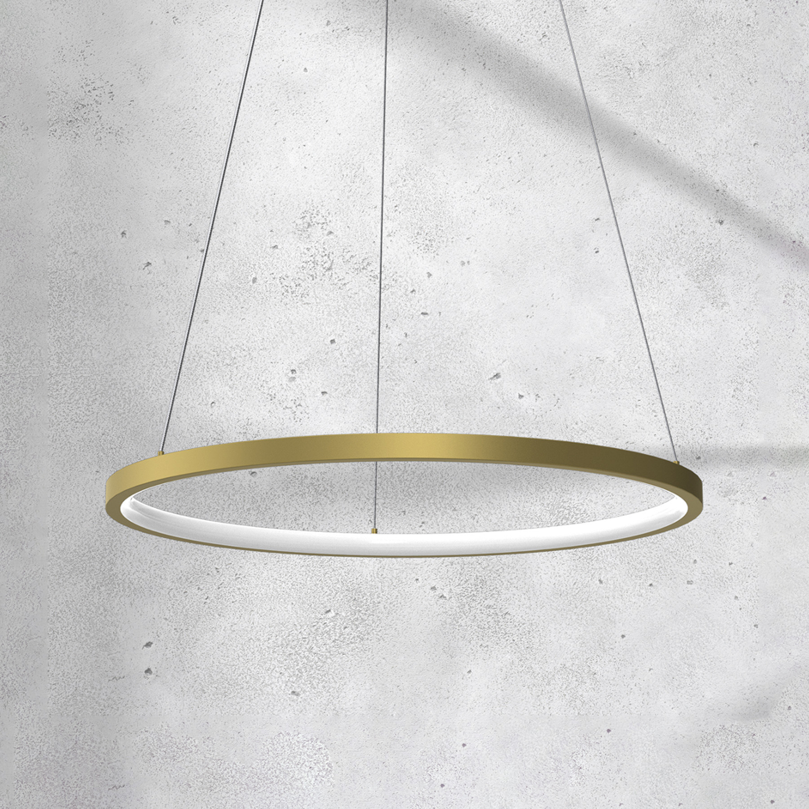 Candeeiro suspenso LED HOOP, 27 W, Ø 50 cm, 4.000 K, dourado