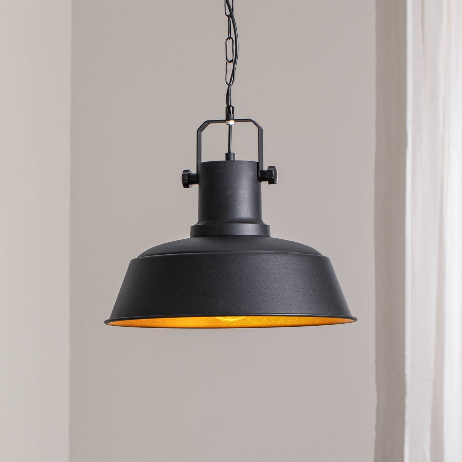 Lampa wisząca Orema, czarna, Ø 40 cm, metal, E27