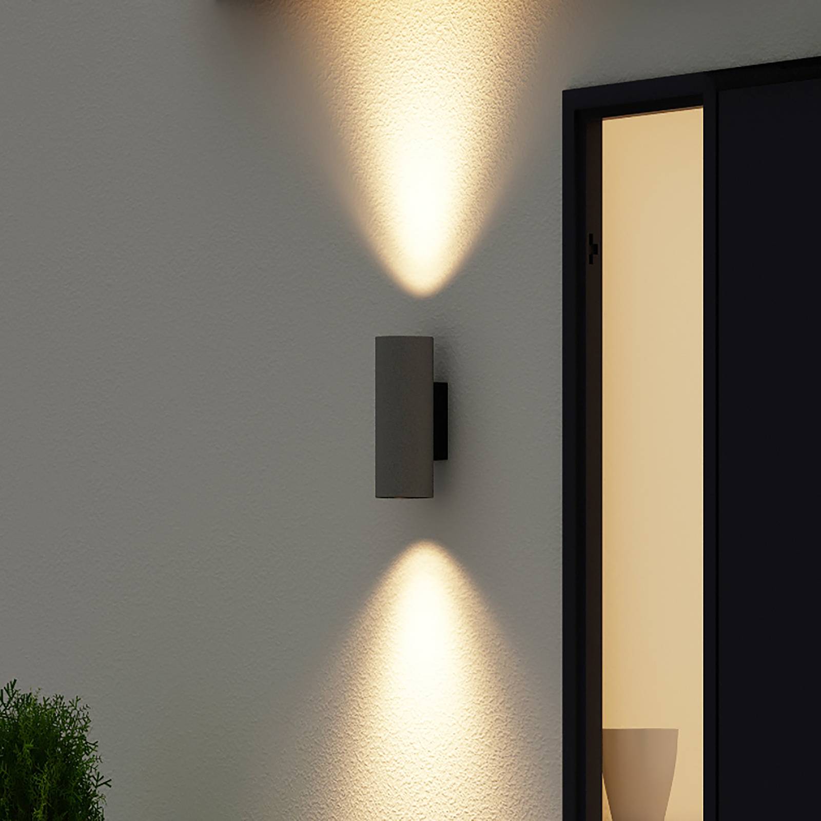 Arcchio Leiylen LED outdoor wall light, cylinder, concrete, aluminium, glass, 10.8 W, energy efficiency: A+, W: 9 cm, H: 26 cm