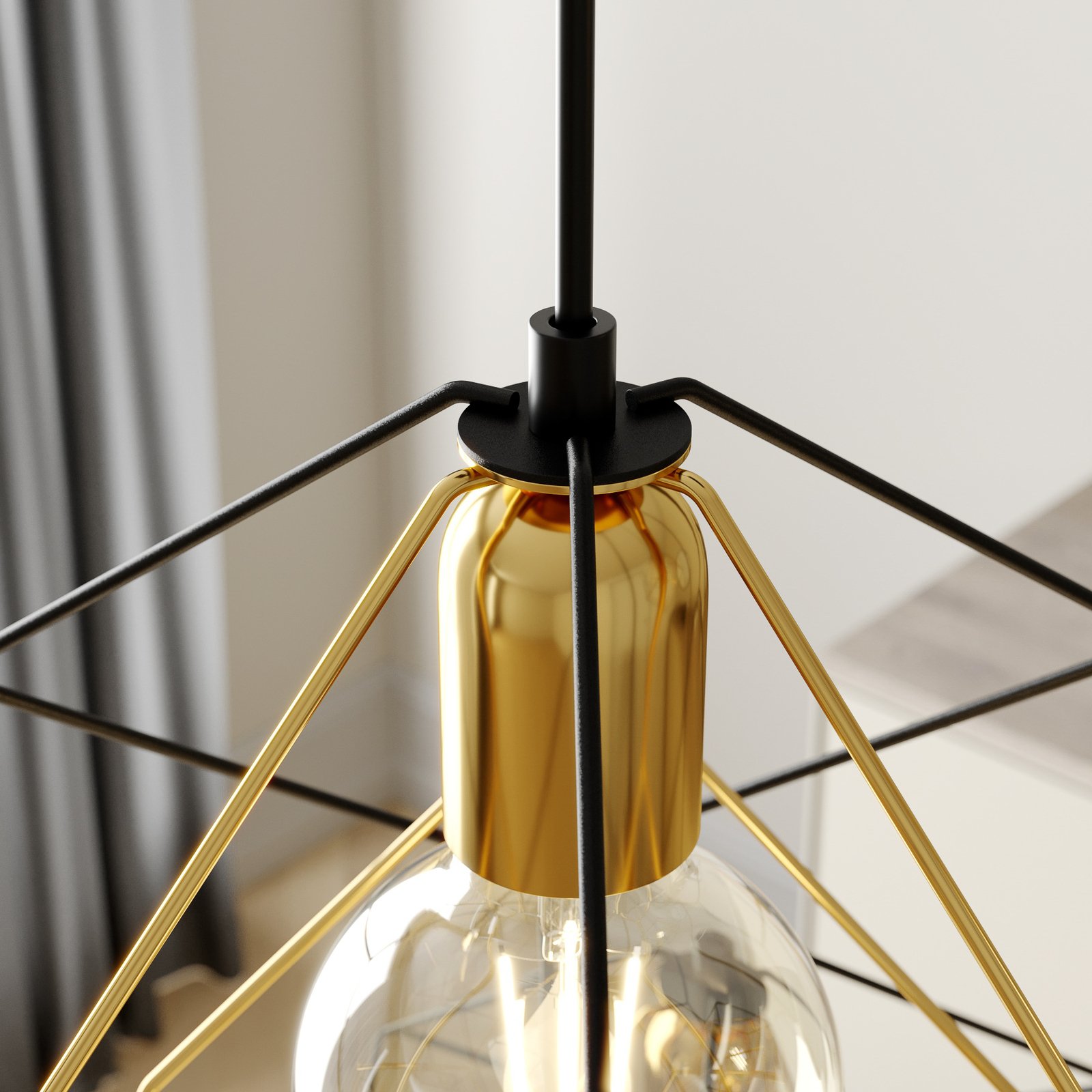Hanglamp Alambre 6-lamps offset goud/zwart