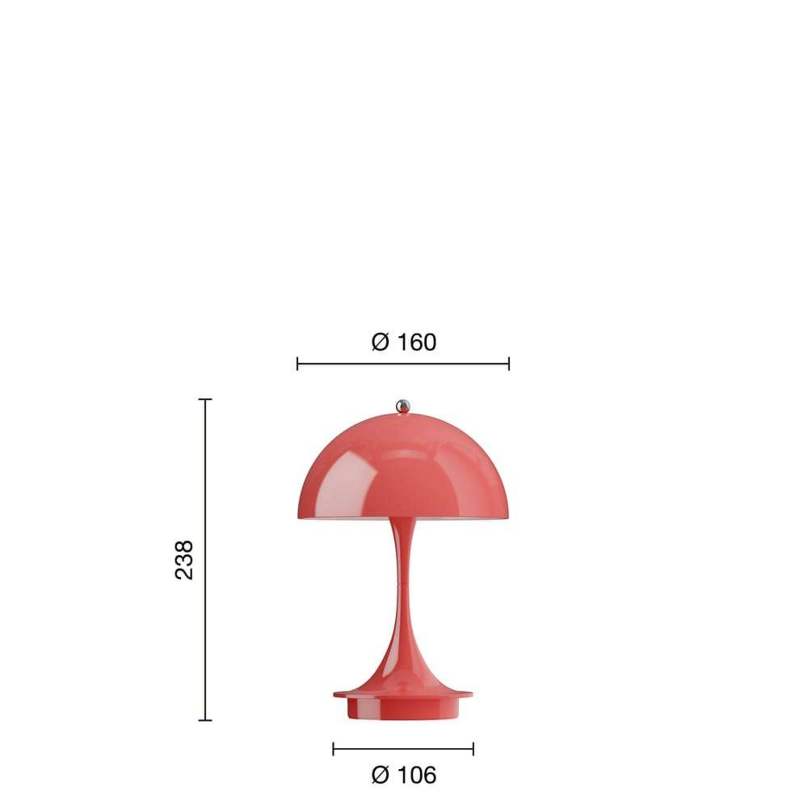 Panthella 160 Portable Table Lamp V3 Opaque Coral - Louis Poulsen