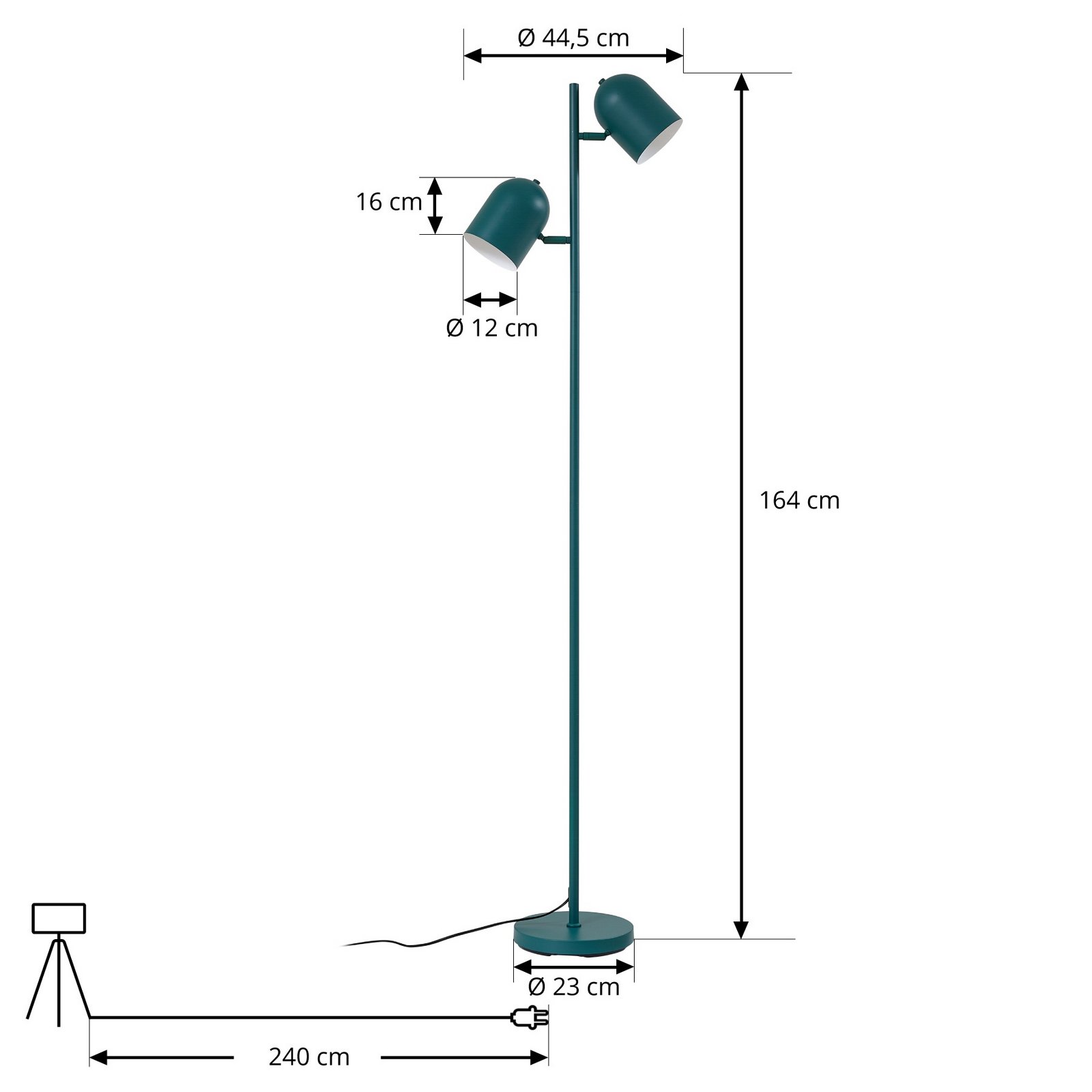 Lindby Piantana Isara, verde, 165 cm, a 2 luci, metallo, E27