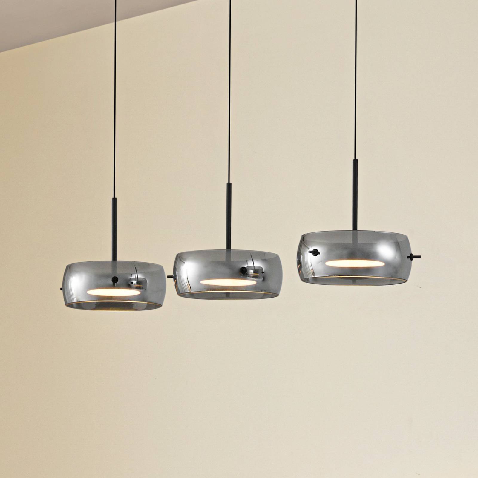 Lucande LED-Hängeleuchte Martis, schwarz, 3-flg., step-dim günstig online kaufen