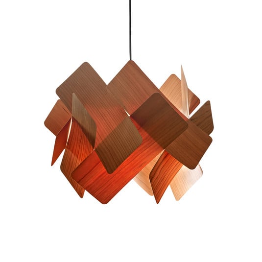 LZF Escape hanging light, cherry wood/nickel colour, Ø 30 cm | Lights.co.uk