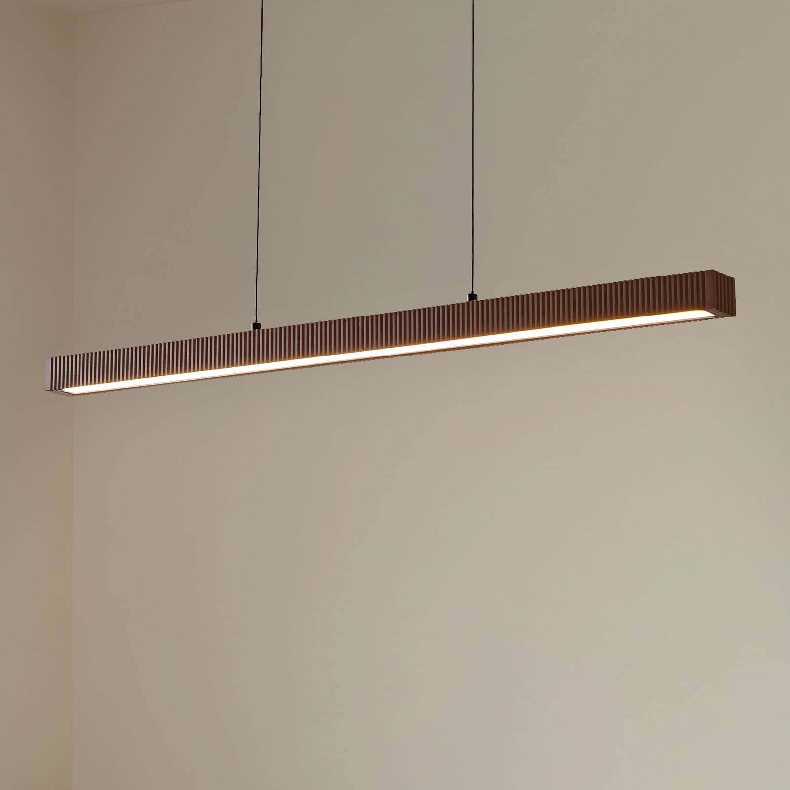 Lucande LED-Hängeleuchte Emara, holz dunkel, Eiche, CCT günstig online kaufen