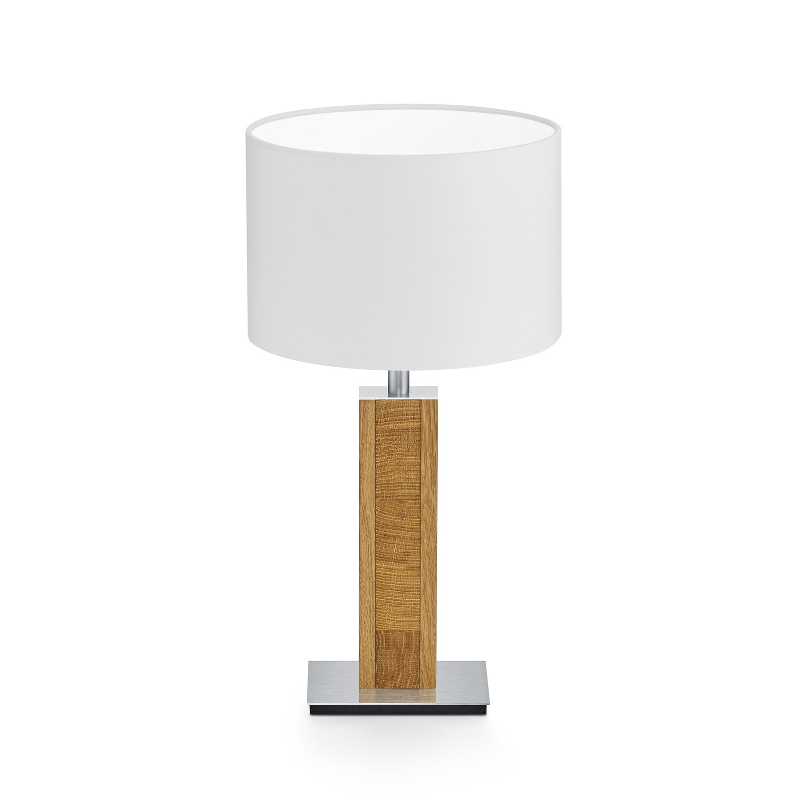 HerzBlut table lamp Karl K, round, wood, white, 44 cm, E27