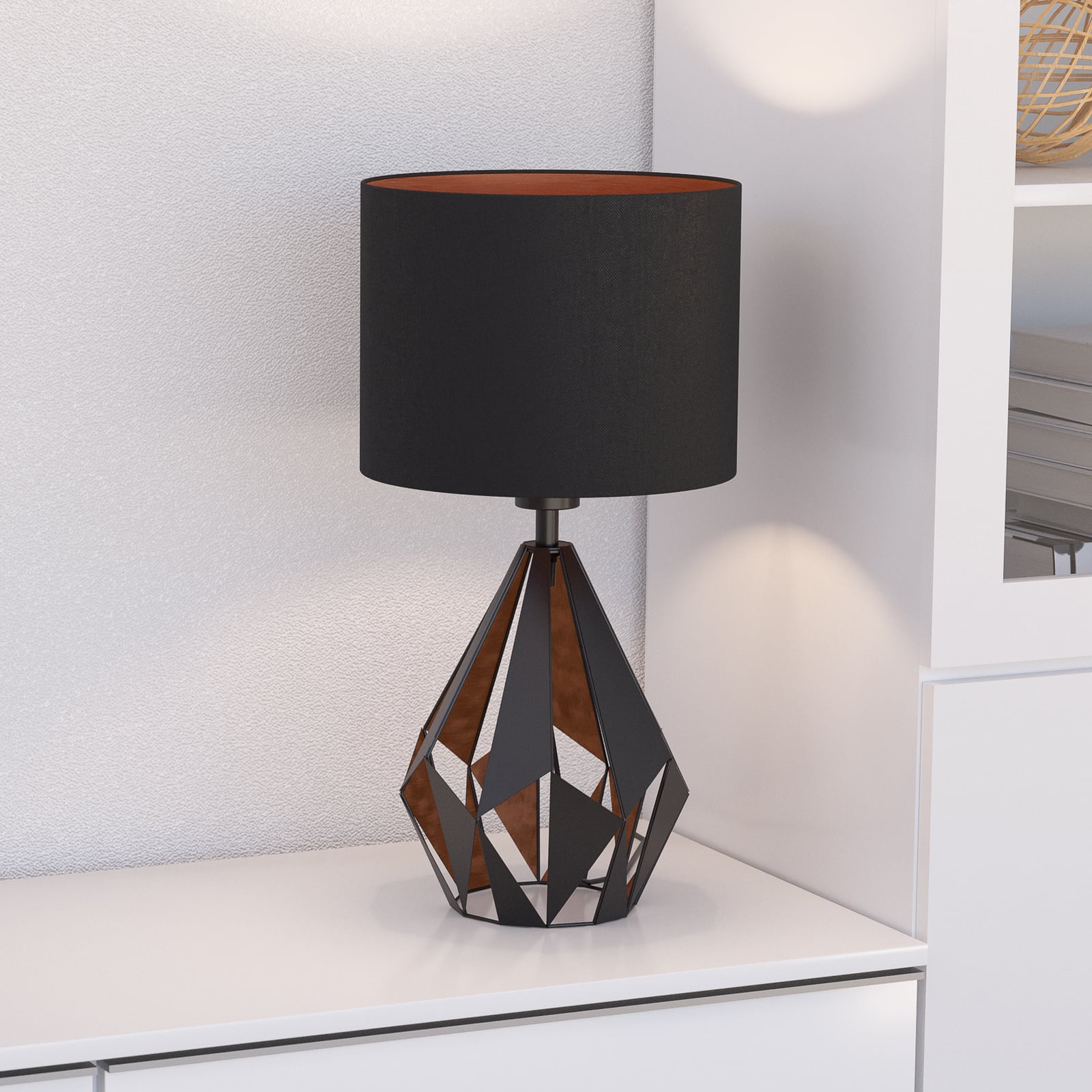 Carlton bordlampe af stål og tekstil