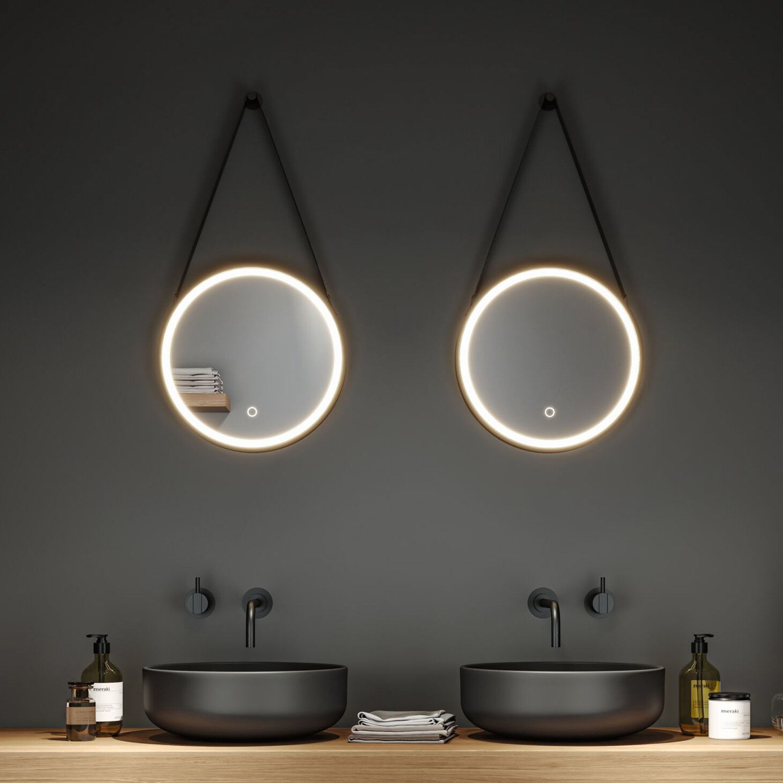 Miro LED Illuminated Miroir TW IP44 Mat Noir - Paulmann