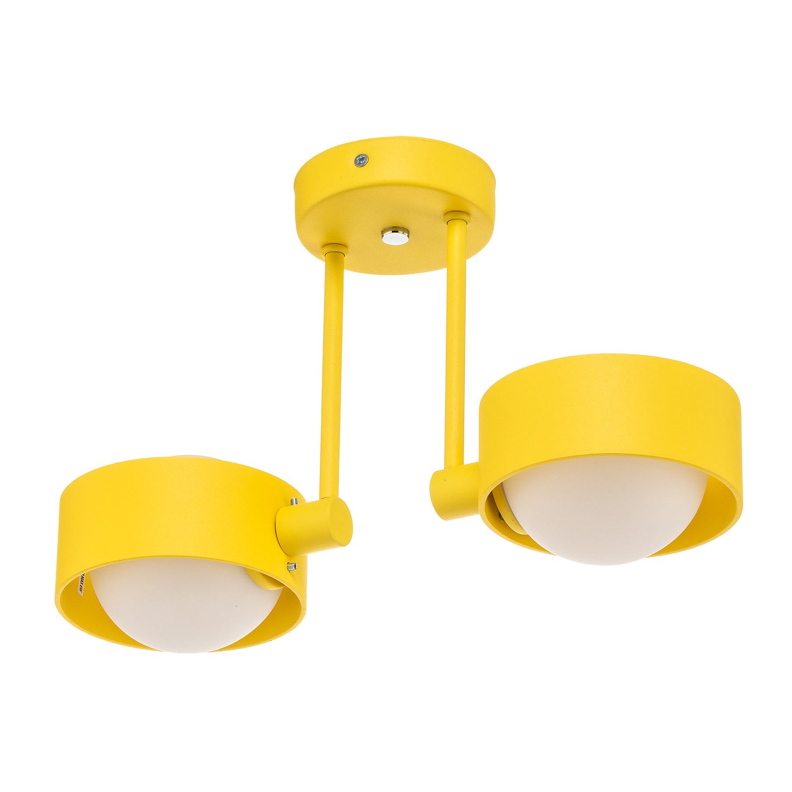 Plafonnier Mado en acier, jaune, à deux lampes
