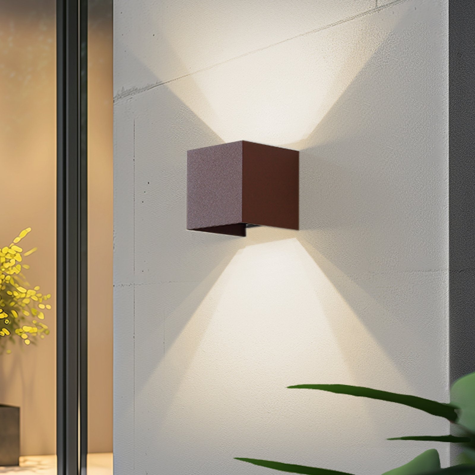 Lindby Smart LED-Außenwandlampe Dara rost eckig CCT RGB Tuya