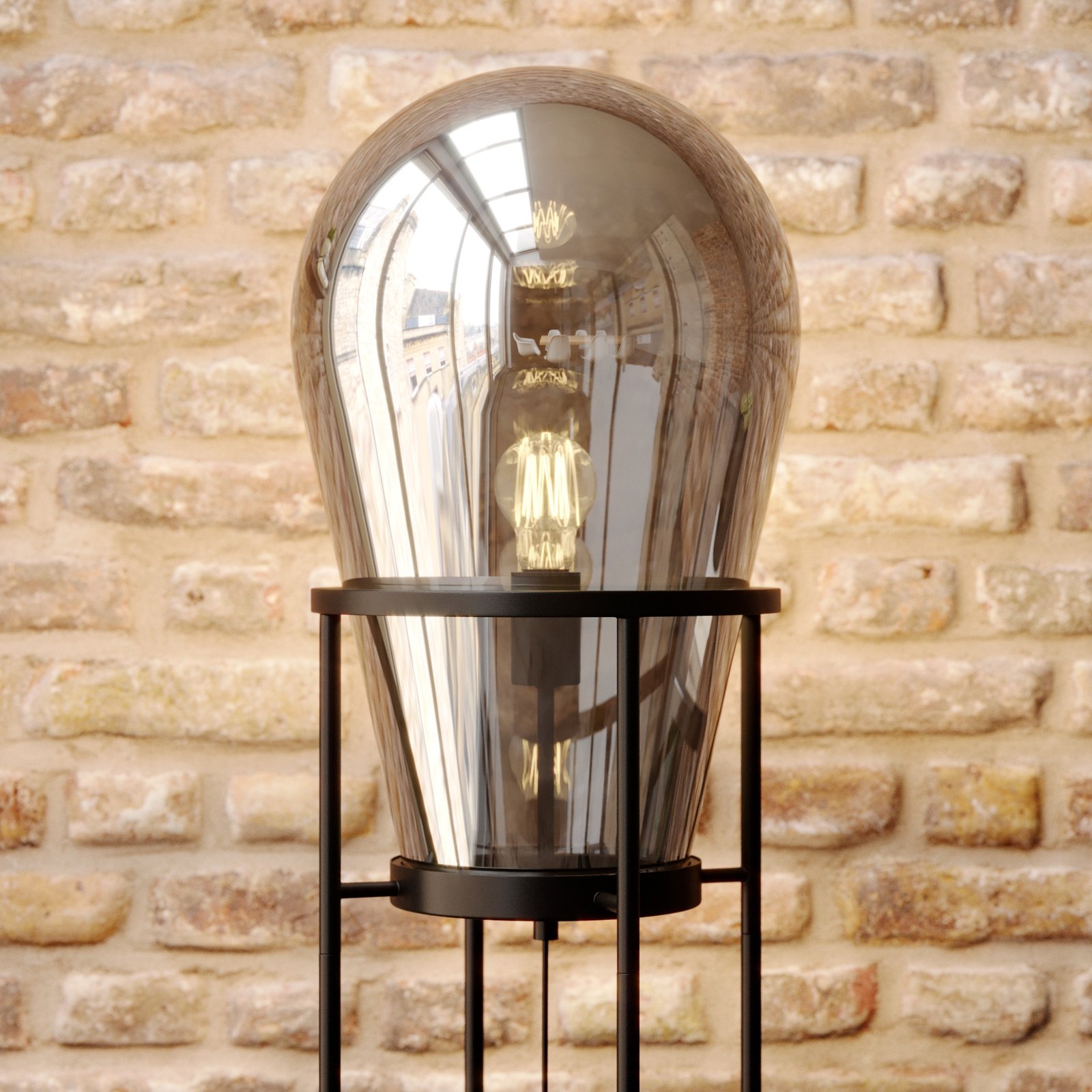 Lucande Viyan lampa podłogowa ze szklanym balonem