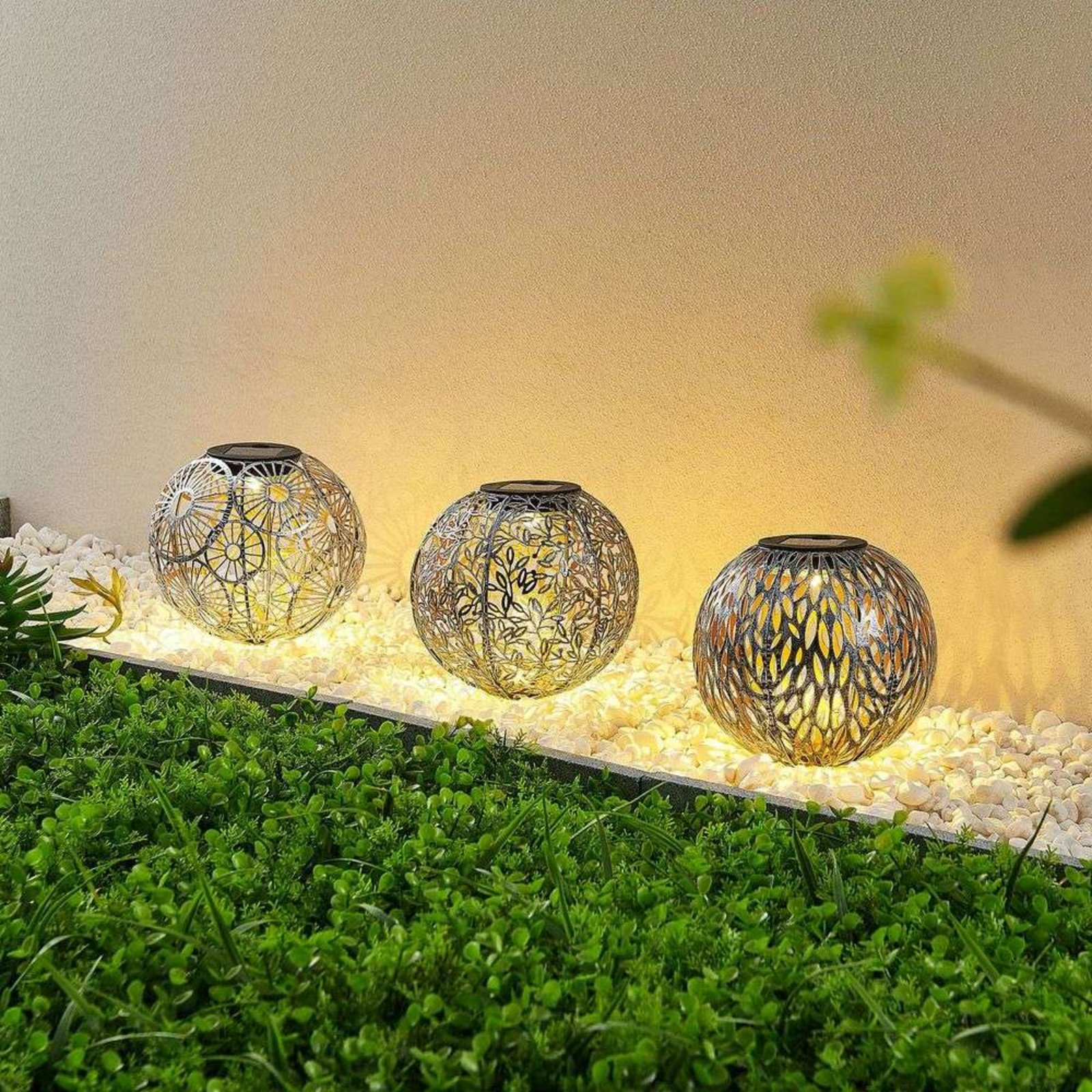 Vilani LED Solar Cell Garden Lamp 3 pcs. Silver - Lindby