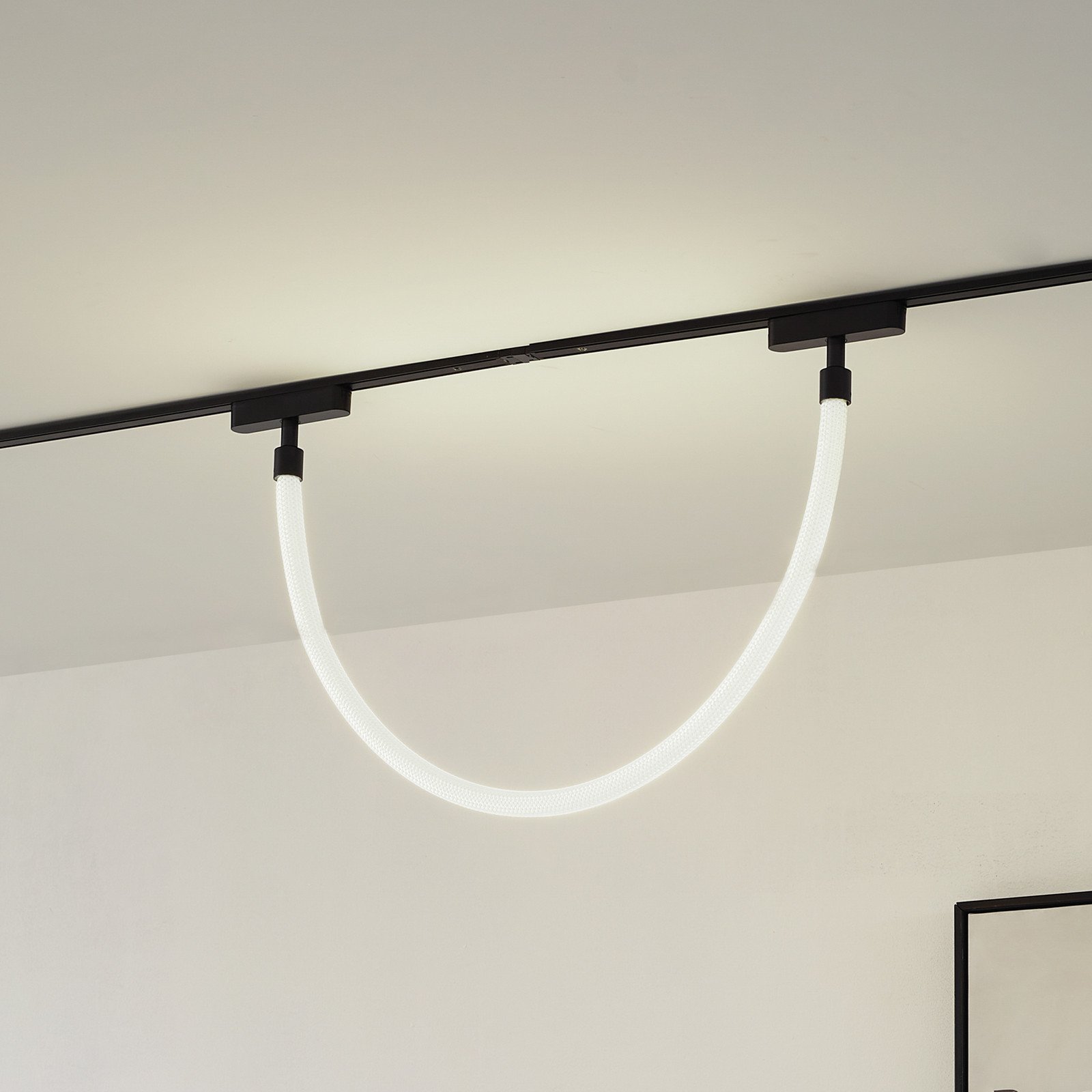 Lindby LED Lumaro lungime 100cm textil 48V - Camera de zi / sufragerie - modern - alb negru - Țesătură / Textil