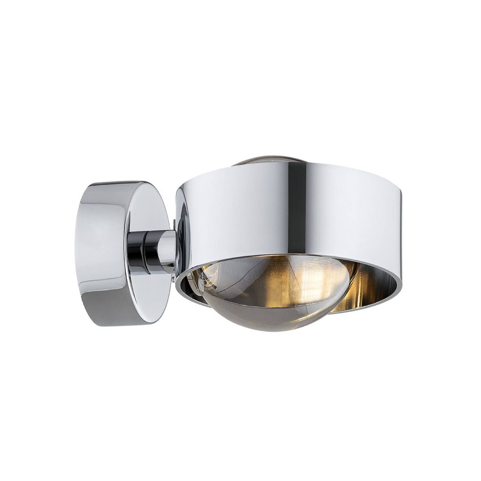 Wandleuchte Mado, Stahl chromfarben, Glas rauch, 1-flammig