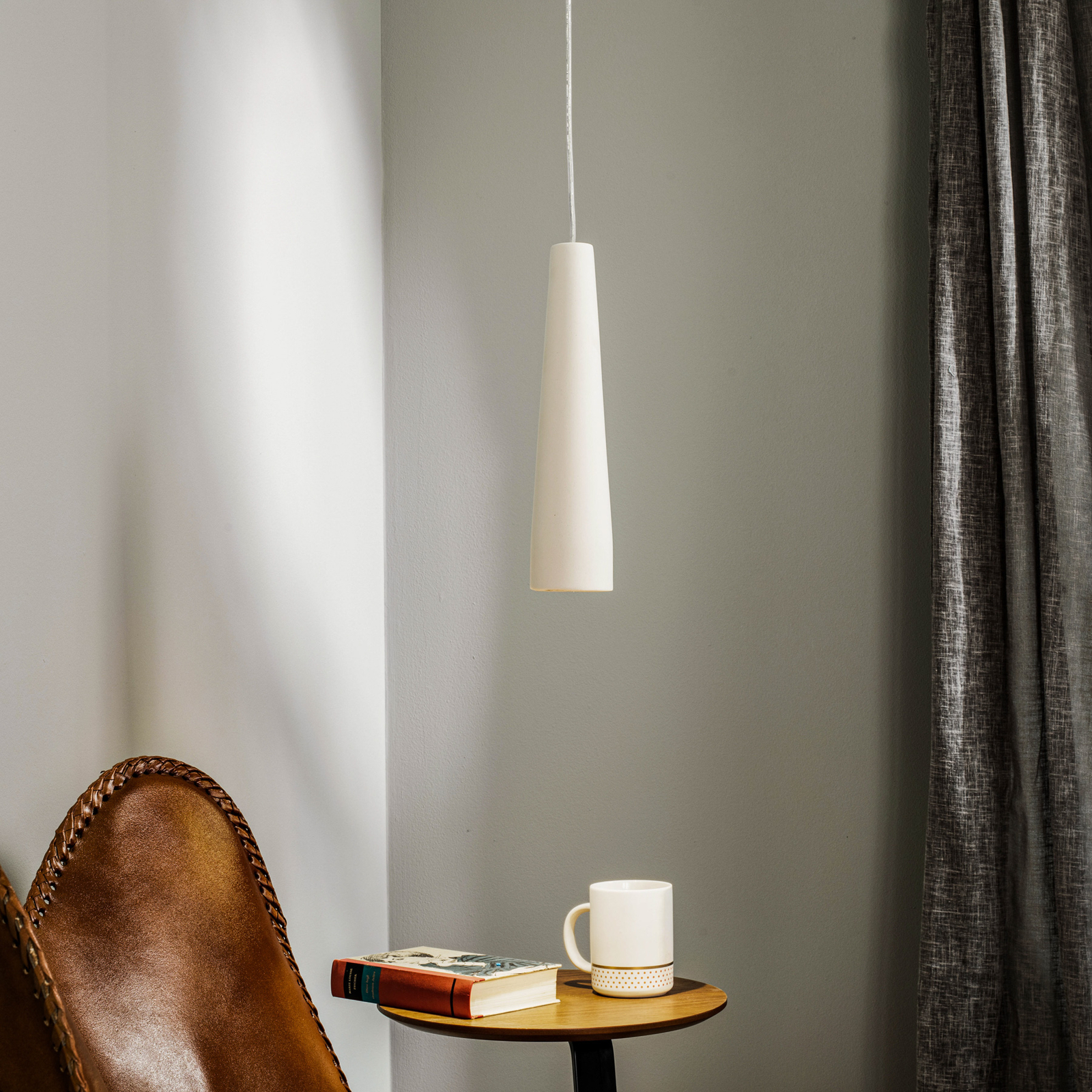 Lectra hanging light, ceramics, cone-shaped