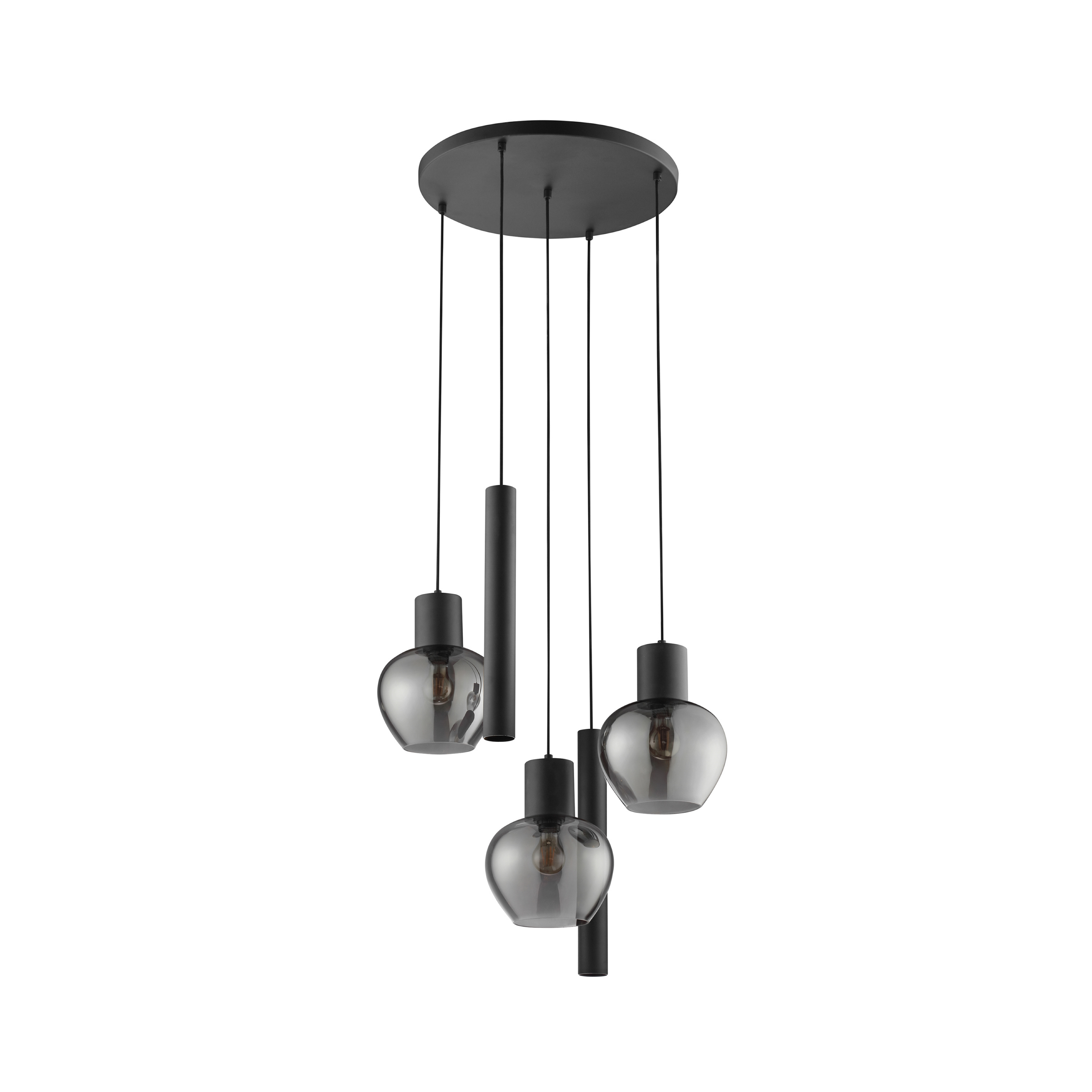 Żyrandol Ligari, czarny/dymnoszary, Ø 68 cm, metal/szkło