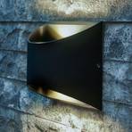 LED utendørs vegglampe Dodd, svart, aluminium, halvsirkelformet