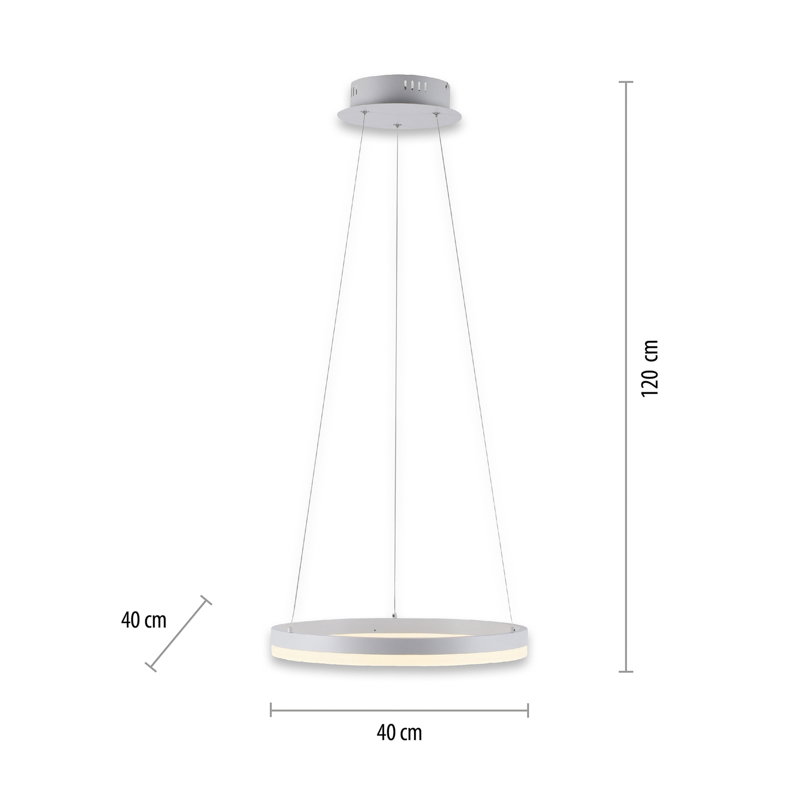 LED hanglamp Titus, rond, Ø 40 cm, wit