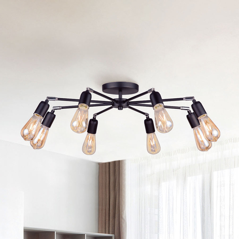 Statik taklampe, 8 lyskilder, svart
