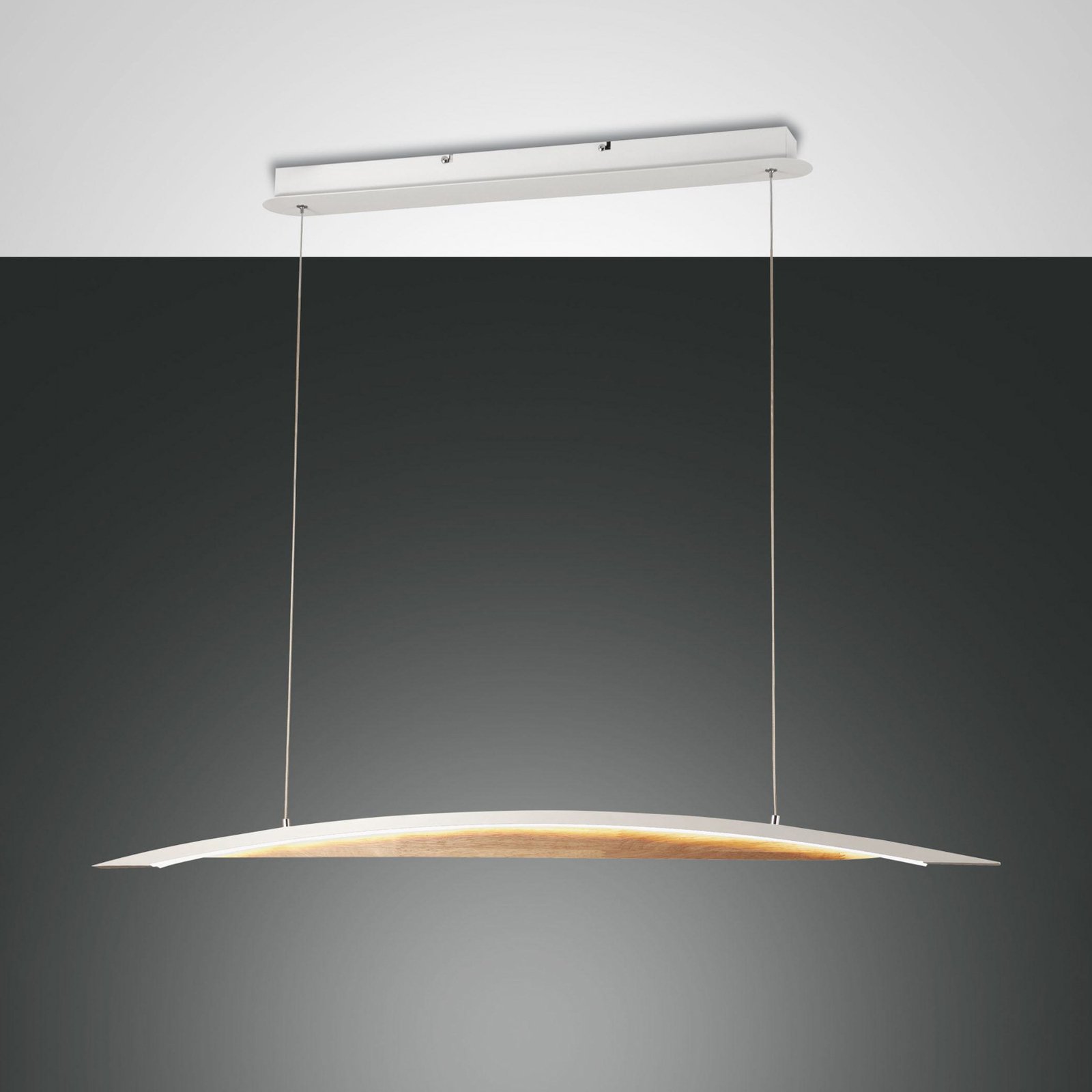 Cordoba LED-es függőlámpa, 110 cm hosszú, fém/fa, fényerőszabályzóval
