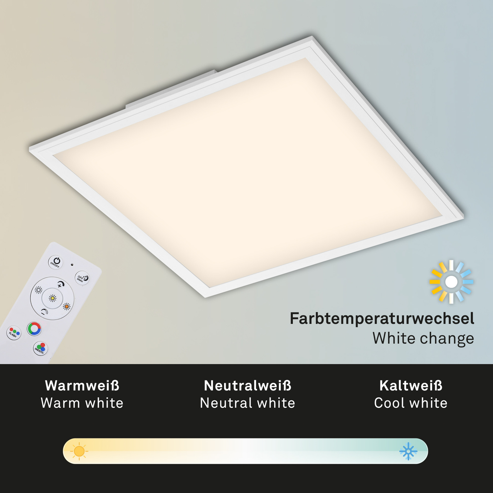 LED-panel Colour 45 cm x 45 cm, fjärrkontroll