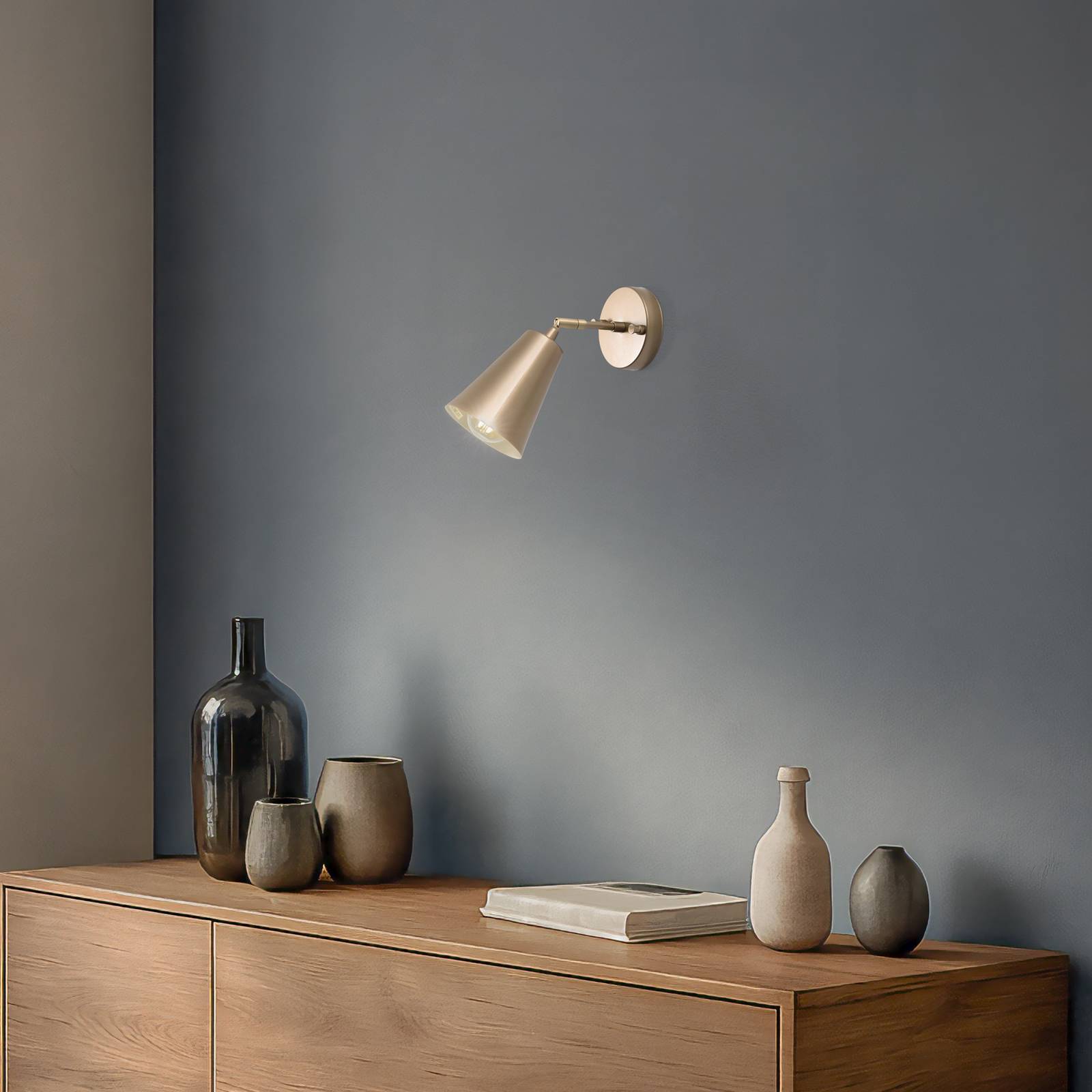 Wandleuchte Evander, goldfarben, Metall, Höhe 21 cm, E27 günstig online kaufen