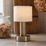 PR Home Lampada da tavolo ricaricabile Tiara, CCT, lino/ottone