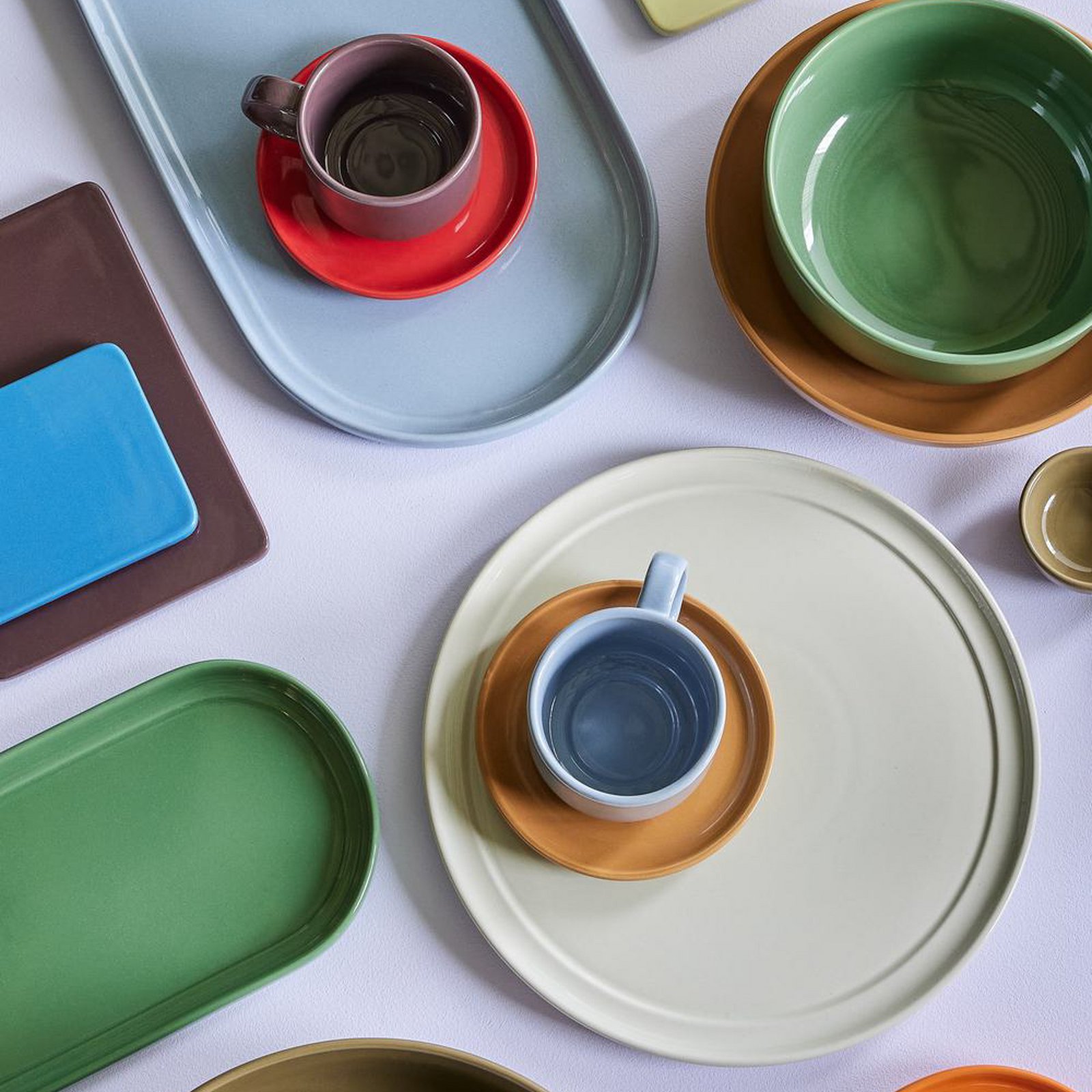 Amare Serving Dienblad Set of 2 Zand/Green - Hübsch