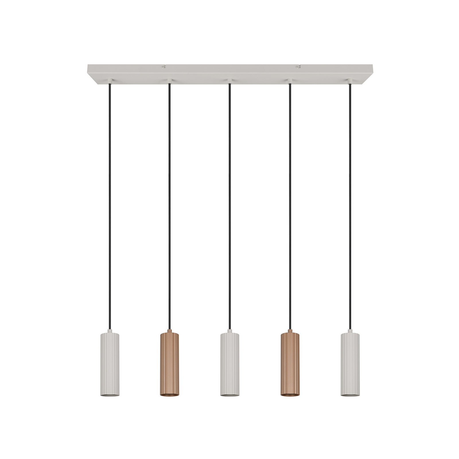 Suspension Soka, marron/gris, longueur 85 cm, métal, à 5 lampes. Suspension Soka, marron/gris, longueur 85 cm, métal, à 5 lampes.