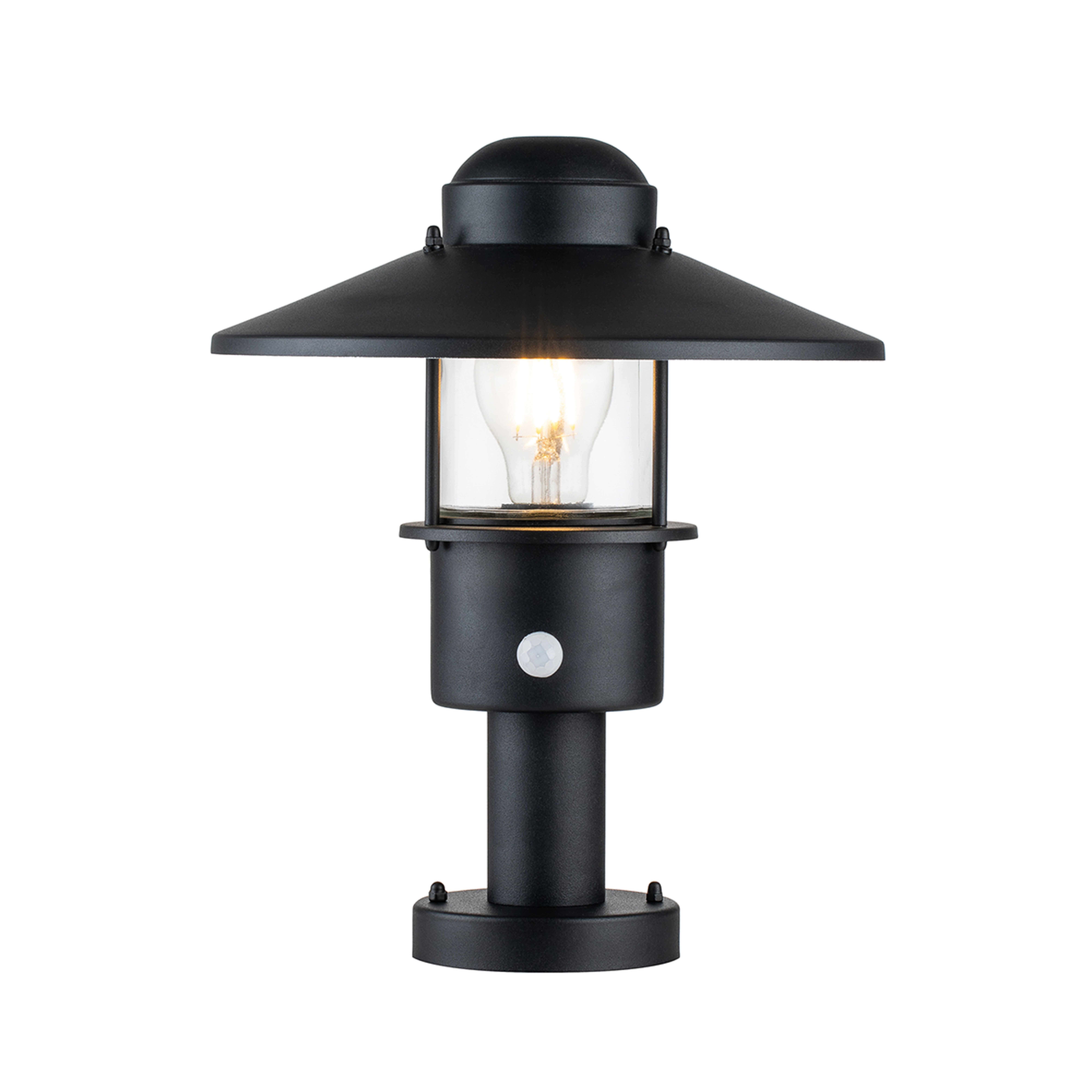 Klampenborg Sockellampe, schwarz, PIR-Sensor, IP44 - Elstead