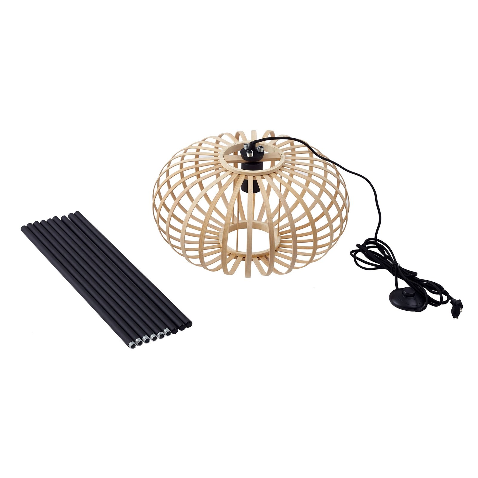 Lindby vloerlamp Lielle, natuurlijk bamboe, Ø 40 cm