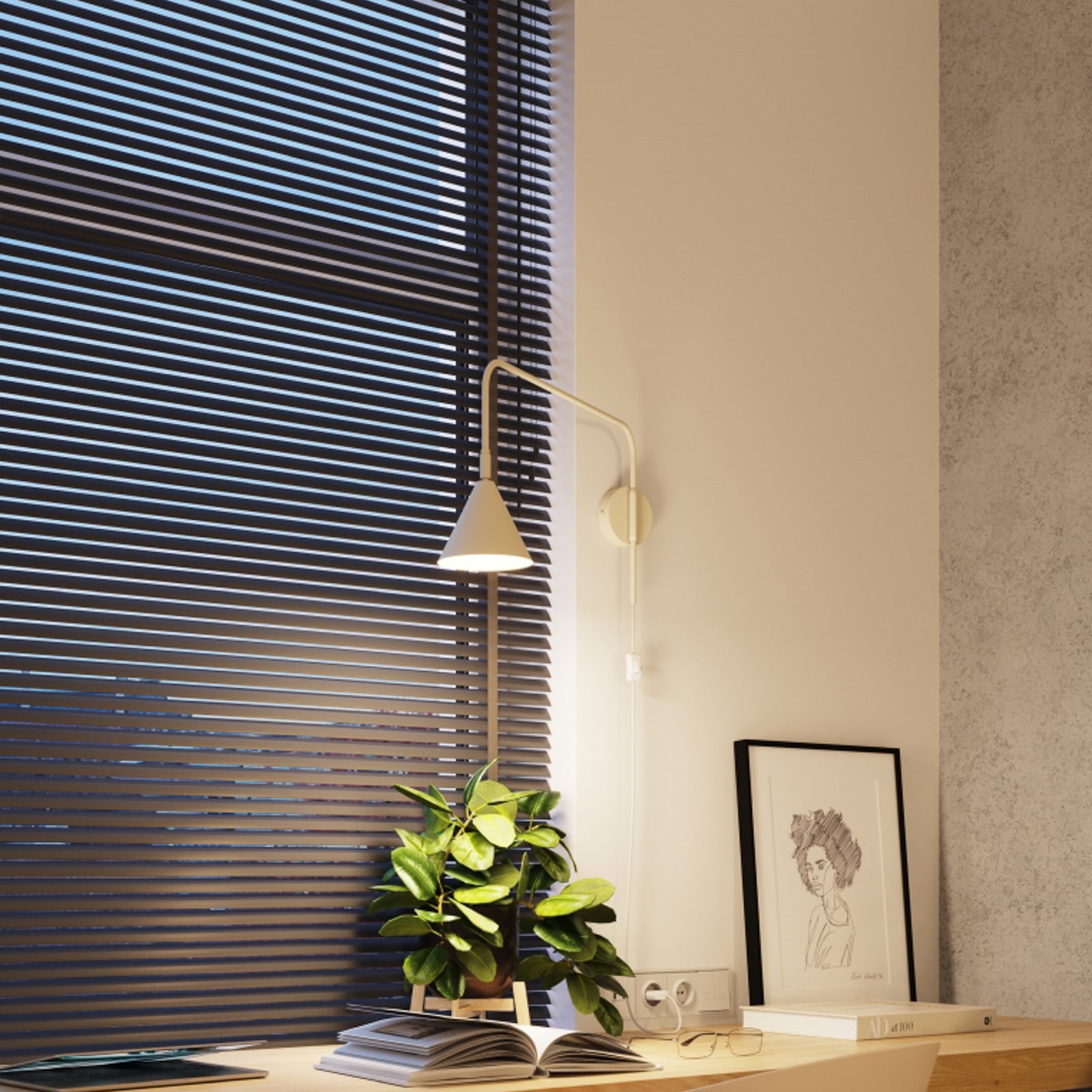 LYS fali lámpa, bézs, Ø 14 cm, fém, dugasz, E14 - SOLLUX