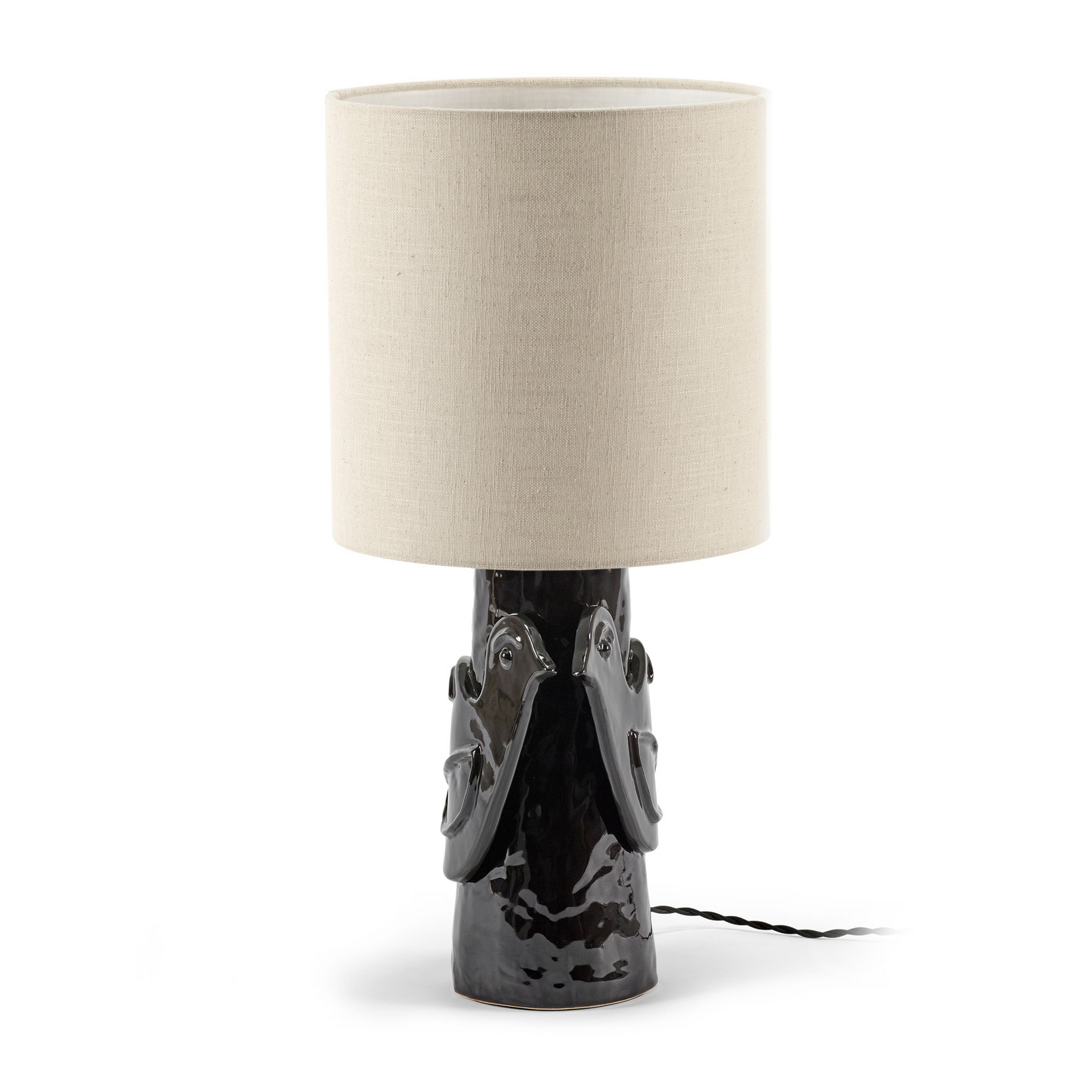 BLACK/BEIGE PALOMA bordlampe, stentøj, tekstil, højde 52 cm, E27 – Serax