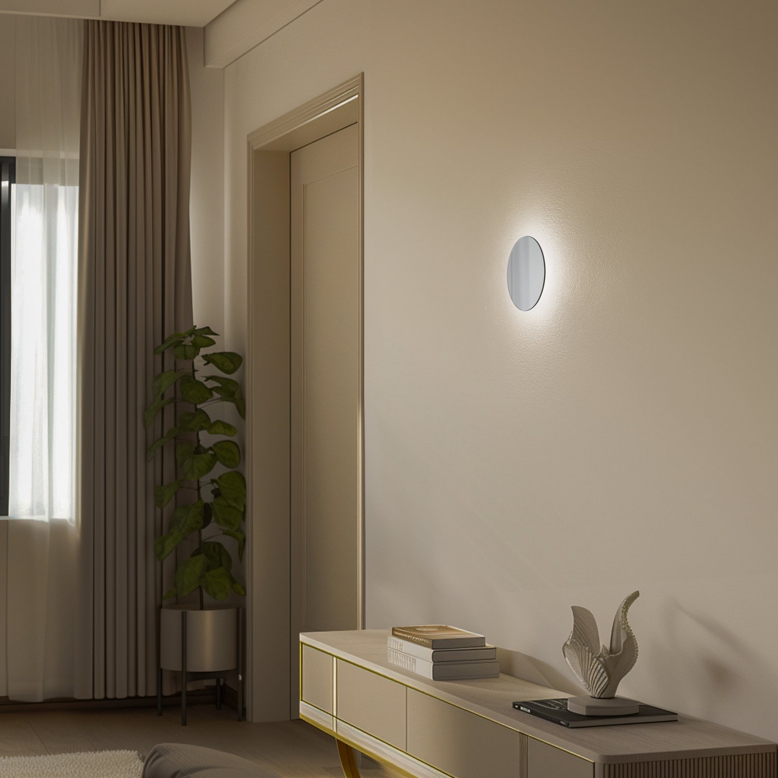 LED-spejl Ring S, Ø 19 cm, glas, varmhvid